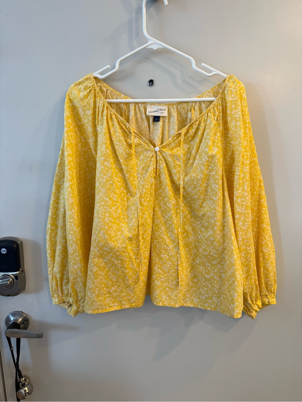 Yellow Floral Long-Sleeve Peasant Blouse